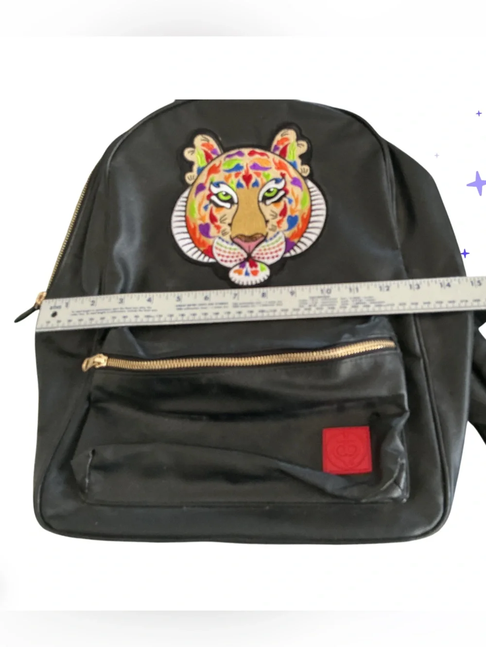 Tiger Design Black Backpack by Artist Jamey Green